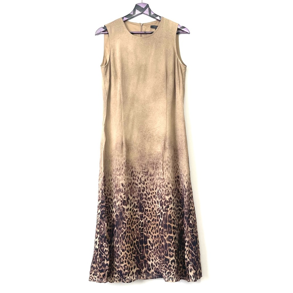Louben Leopard Print Brown Midi Dress Size 8